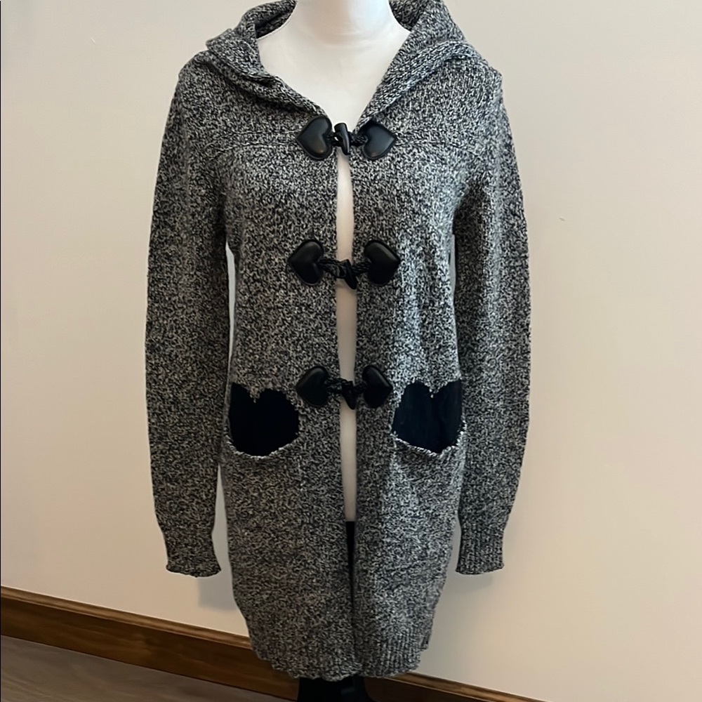 TWIN-SET Gray Hooded Toggle Sweater